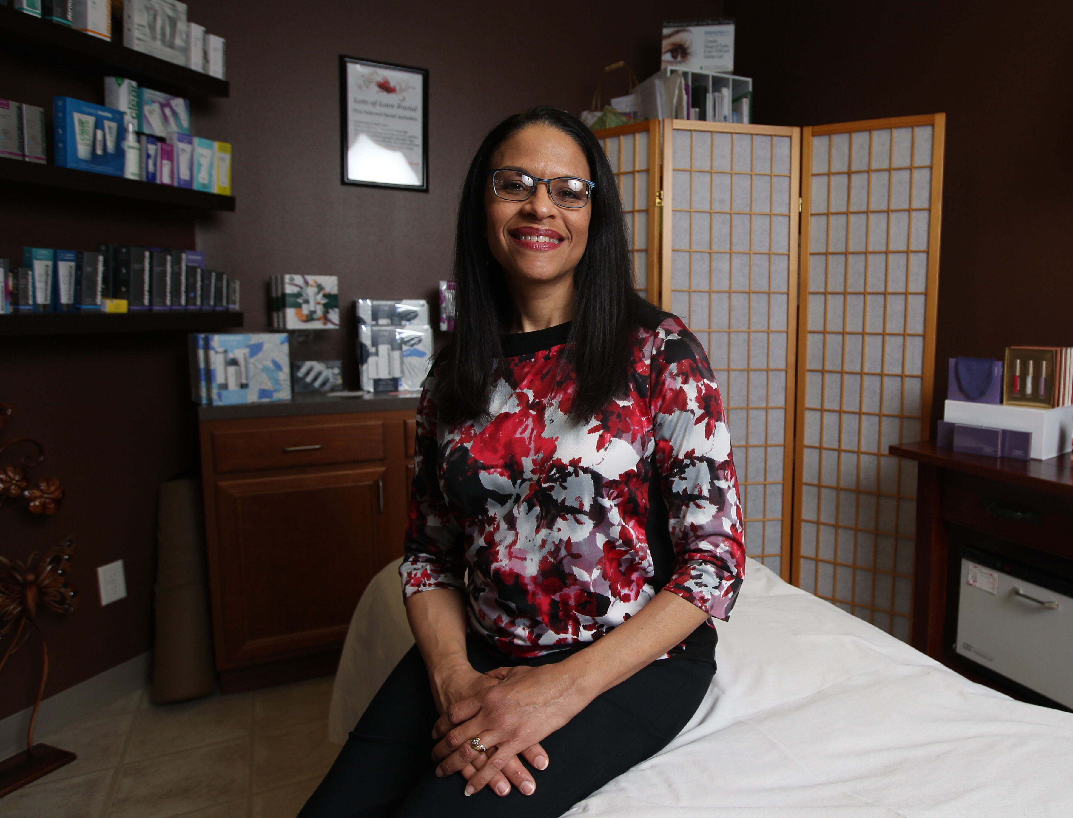 Cindy Shaw, a licensed aesthetician and owner of Renewal Skin and Body in Iowa City.